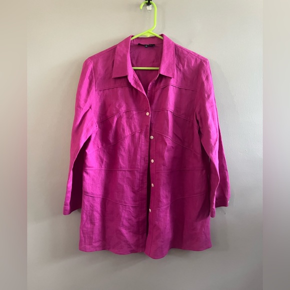 Lafayette 148 100% Linen Button Up Shirt Pink‎ Size 12 åç - Picture 5 of 6